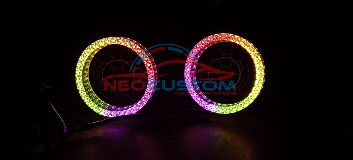 M5 3.0 RGB Brilliant Diamond 5D Crystal Led Angel Eyes Headlight Shroud